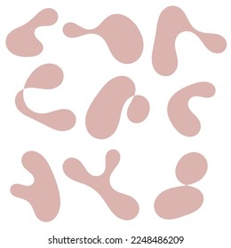 Brown organic abstract random shapes of blob with outline for template design element or background design. Blob, black outline, simple line, aesthetic line, blob outline set vector.