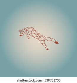 Brown origami fox vector design with background
