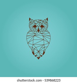 Brown origami owl vector design with turquaze background