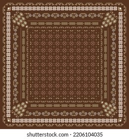 Brown ornament scarf pattern design. Hijab print