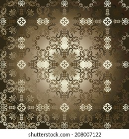 Brown ornamental floral wallpaper 
