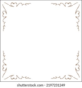 Marco ornamental marrón, borde decorativo para tarjetas de felicitación, pancartas, invitaciones. Ilustración vectorial aislada.