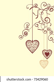brown ornate vector hearts
