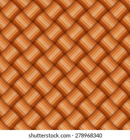 Brown osier woven basket texture vectorial pattern.