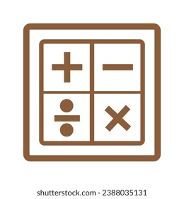 brown outline calculator icon and vector