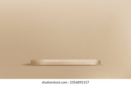 brown oval floating pedestal podium 3d view