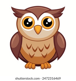 Brown owl bird in cartoon style