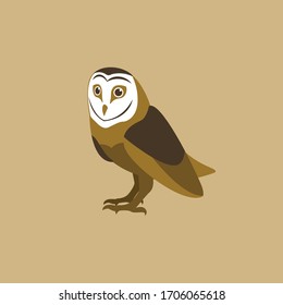 Brown Owl Bird Flat Vector Minimalist Illustration