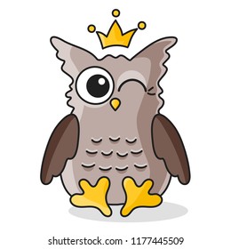 Brown owl with crown