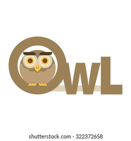 Brown owl. Flat vector.