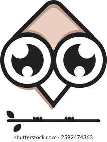 Brown owl icon with minimalist and modern design. Flat style, perfect for logos, apps or other graphic elements. Vector format with clean details and balanced proportions.