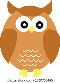 Brown owl, illustration, vector on white background.