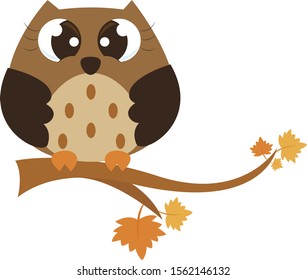 Brown owl, illustration, vector on white background.