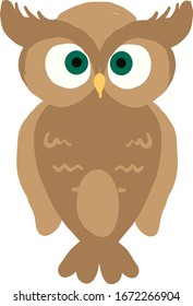 Brown owl, illustration, vector on white background.