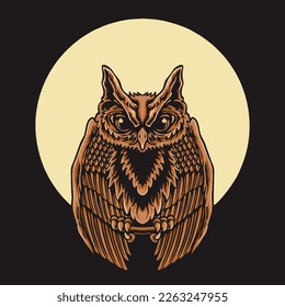 Brown Owl Vector Illustration T shirt Design