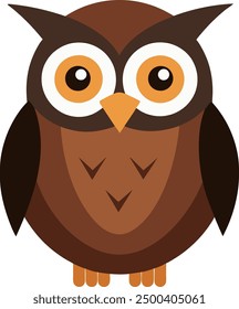 a brown owl with a yellow beak and brown eyes