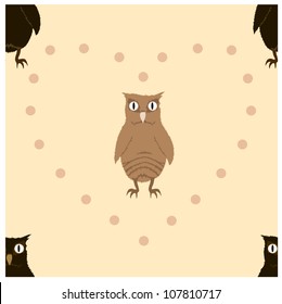 Brown owlet seamless pattern. Eps 10 vector