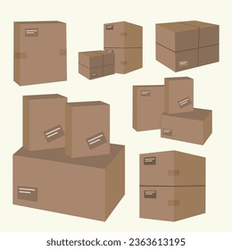 Brown Package Box Element Collection