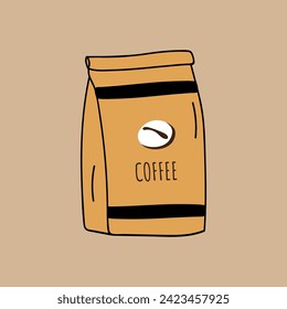 Brown package coffe vektor icon ilustration