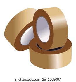 Brown packing tape rolls vector illustration