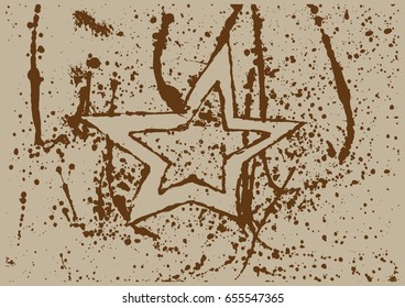 brown paint grunge star