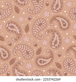 diseño paisajístico marrón sin costuras, jardín floral de tono de tierra. fondo floral vintage de estilo bohemio. bueno para tela, vestir, papel pintado, textil.