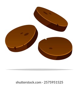 Brown palm sugar vector isolated illustration