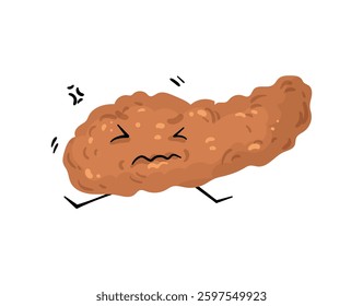 A brown pancreas character expressing anger, designed with cute details for educational and fun purposes.