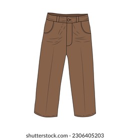 Brown pants sketch illustration on white background