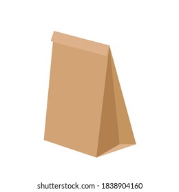 brown paper bag closed, vector illustration 