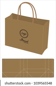 Brown Paper Bag Die-cut Template Mock Up 3d