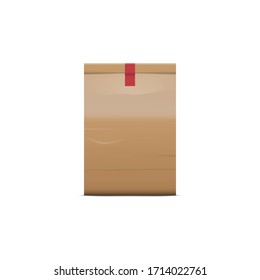 Brown paper bag on white background