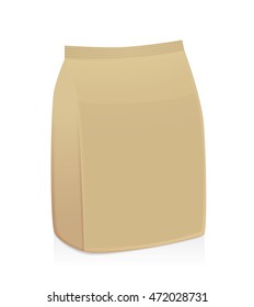 Brown  paper bag package not have label on a white background. Ideal for food packaging mock up and other.