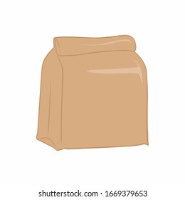 Brown paper bag. Package for products. The icon. Vector illustration. EPS 10.