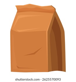 Saco de papel marrom está de pé com um topo dobrado