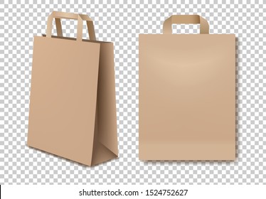 Bolsas de papel marrón Fondo transparente aislado con malla gradiente, ilustración vectorial