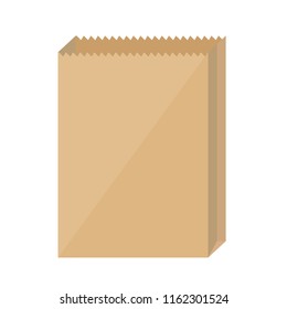 Brown paper bags on white background. Stock flat vector illustration.