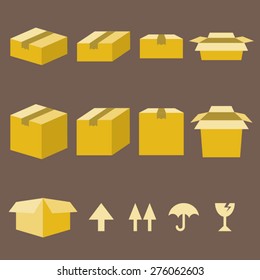 brown paper box with flat style.