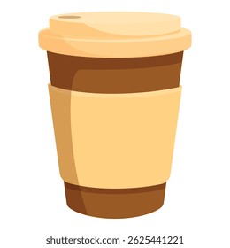 Brown paper coffee cup with a cardboard sleeve is perfect for enjoying a hot beverage on the go