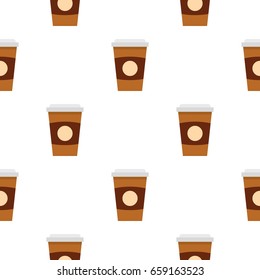 Brown paper coffee cup pattern seamless for any design vector illustration