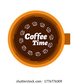 Brown paper cups with frame for coffee, cappuccino, espresso. Vector illustration