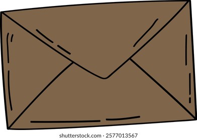 Brown Paper Envelope Hand Drawn Vector Graphic