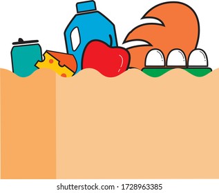 Brown Paper Grocery Bag Vector Illustration