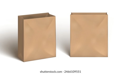 Paquete de bolsa de comida artesanal de papel marrón. VECTOR EPS10