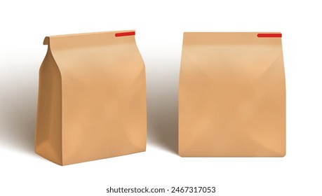 Brown Paper Lunch Food Craft Bag Package. EPS10 Vector