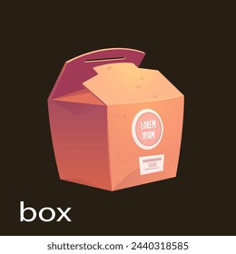 Brown paper lunch vector food craft box package vector mockup. Blank realistic isolated pack for take away breakfast or snack icon. Empty folded kraft grocery product container