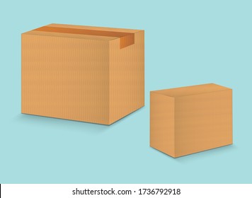 Brown paper packaging box vector, package design, 3d box, cardboard box, realistic packaging for cosmetic, medical, food, paper boxes.