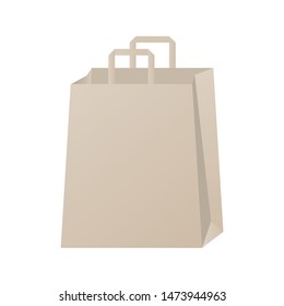 Brown  paper shopping bag. Vector illustration.