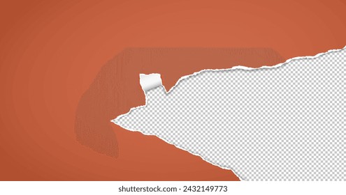 Brown paper with torn edges and soft shadow are on squared background for text.