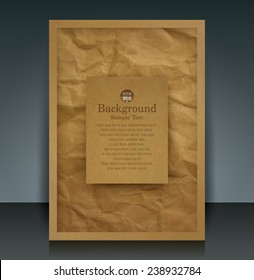 Brown paper vector brochure cover / booklet cover design template.